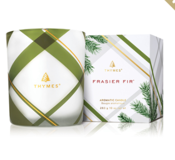 Thymes Frasier Fir Frosted Plaid Medium 6.5 Candle