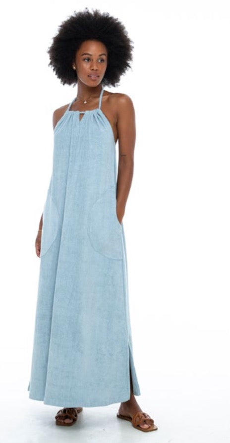 Phie Collective Terry Cloth Long Halter Dress