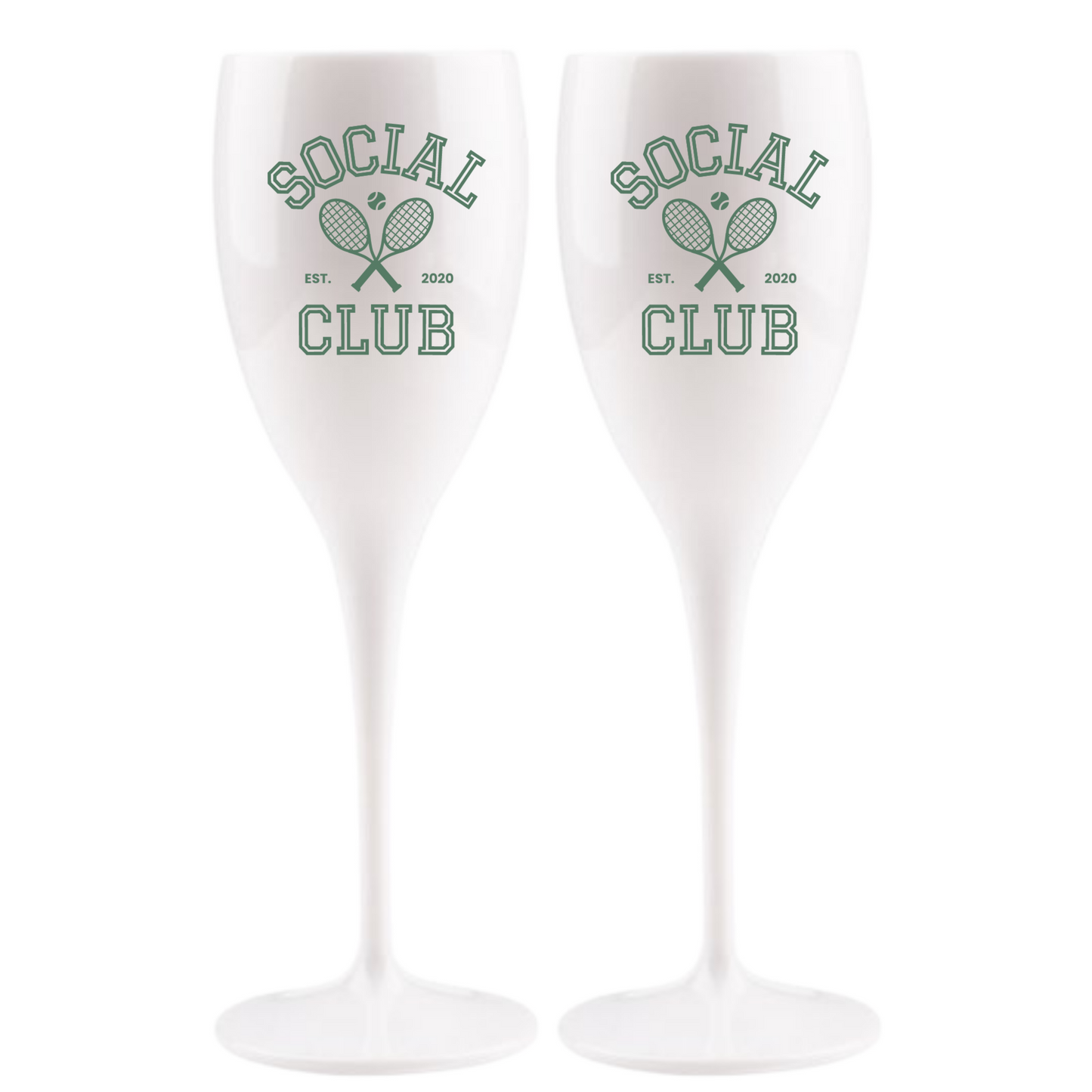 White Social Club Champagne Flutes