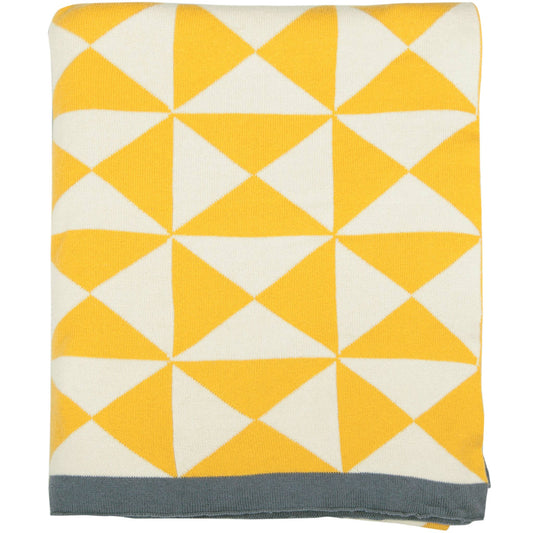 WindFarm Cotton Knit Throw Blanket: Yellow Gray