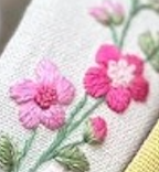 Spring Floral Embroidered Headband Pink cosmos