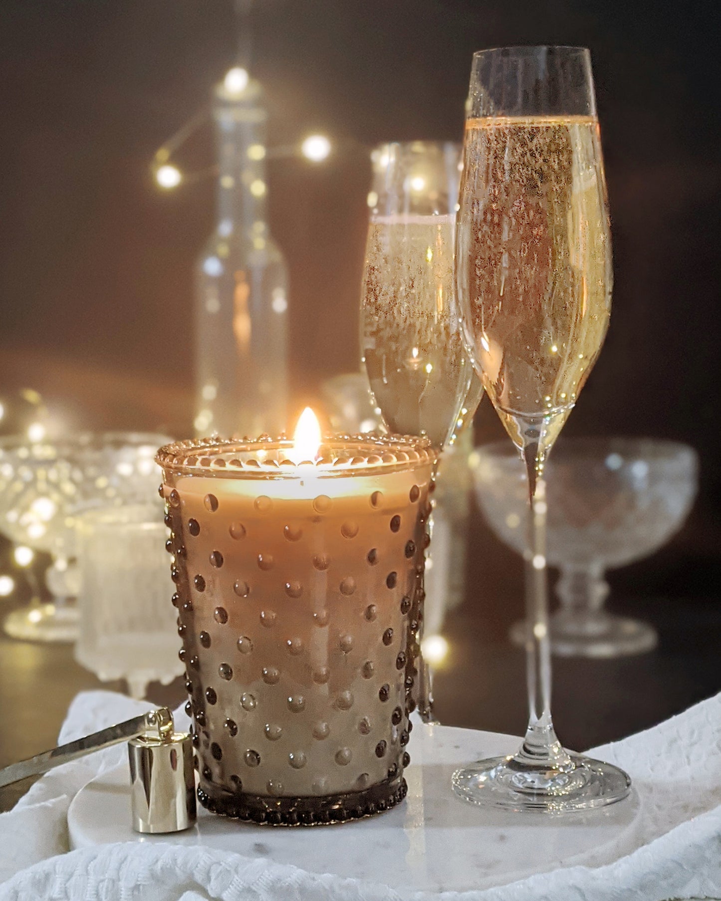 Simpatico Champagne Hobnail Candle