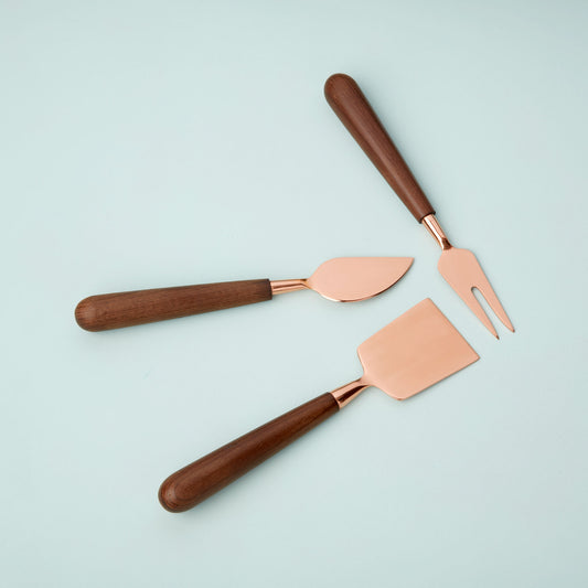 Copper & Wood Cheese Set