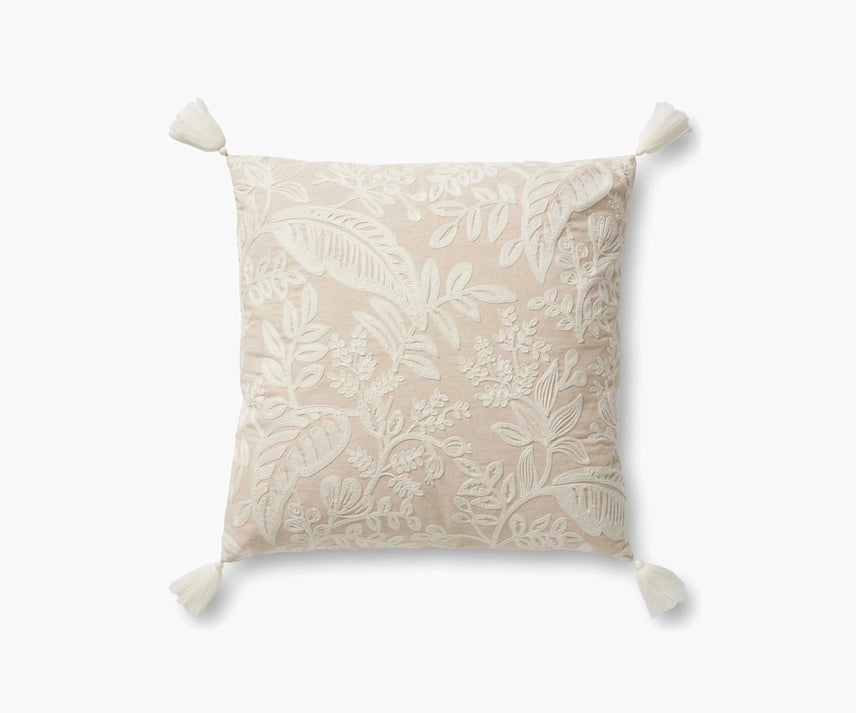 22"x22" Cream/Ivory Brochade Design Pillow
