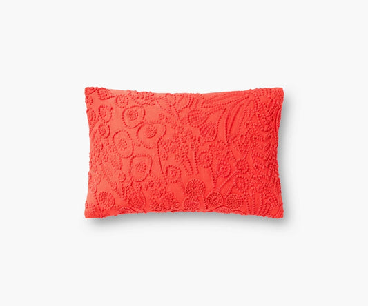 13"x21" Red French Knots Design Lumbar Pillow