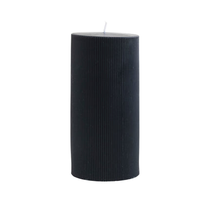 Pleated Pillar Candles | Black