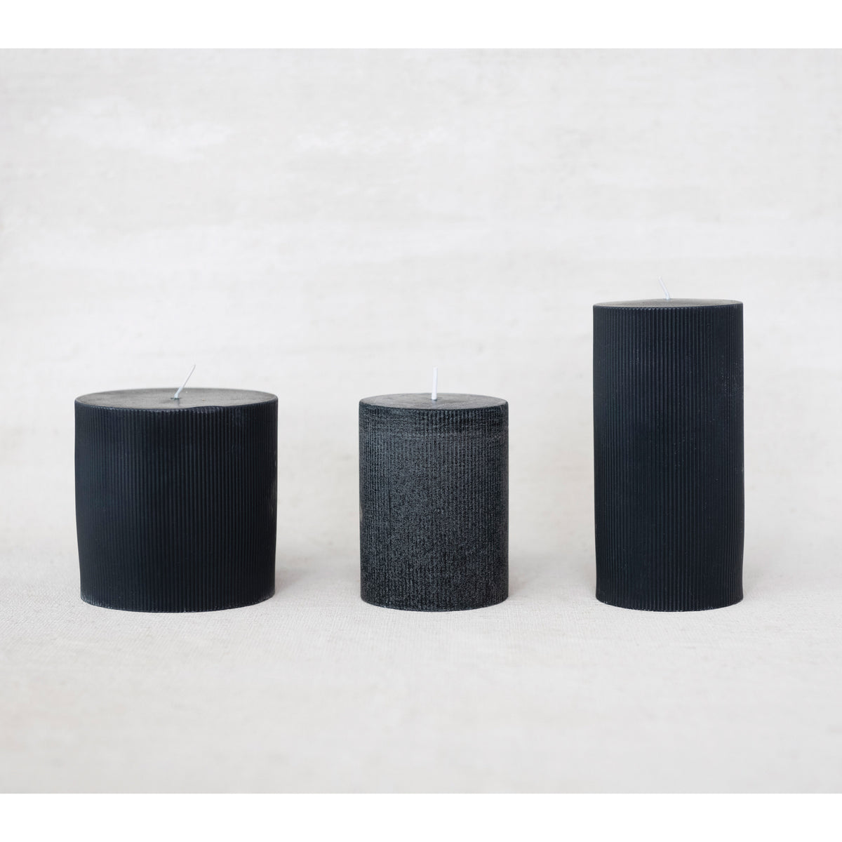 Pleated Pillar Candles | Black