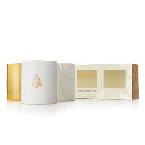 Thymes Frasier Fir Gilded Poured Candle Trio Set